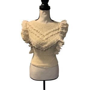 Zara Crochet Beige Cream Knit Top